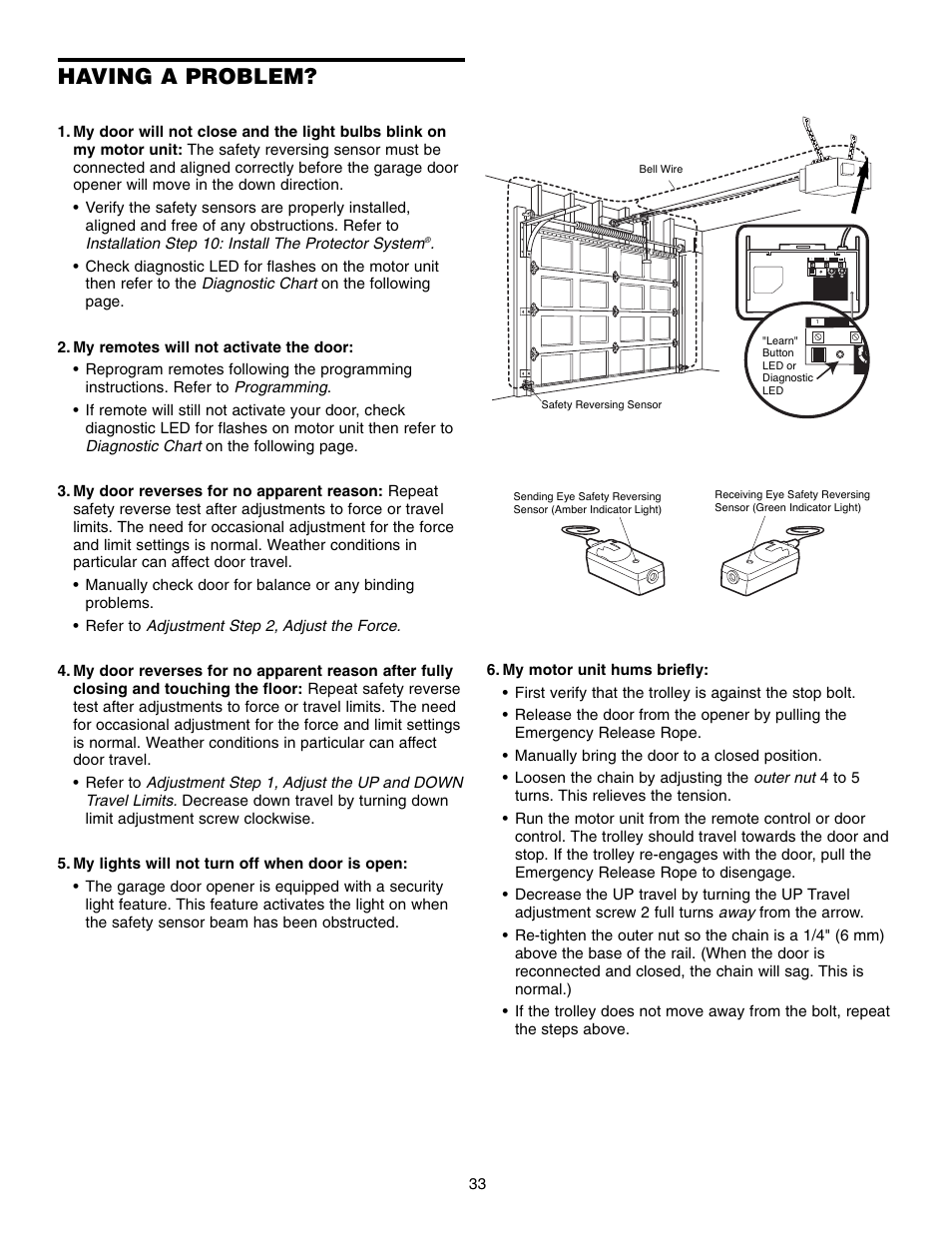 Having a problem | Chamberlain CG40D 1/2 HP User Manual | Page 33 / 40