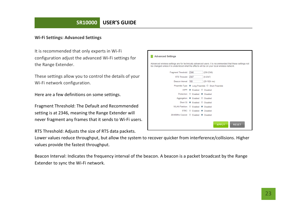 Advanced settings | Amped Wireless SR10000 - High Power Wireless-N 600mW Range Extender User Manual | Page 24 / 59