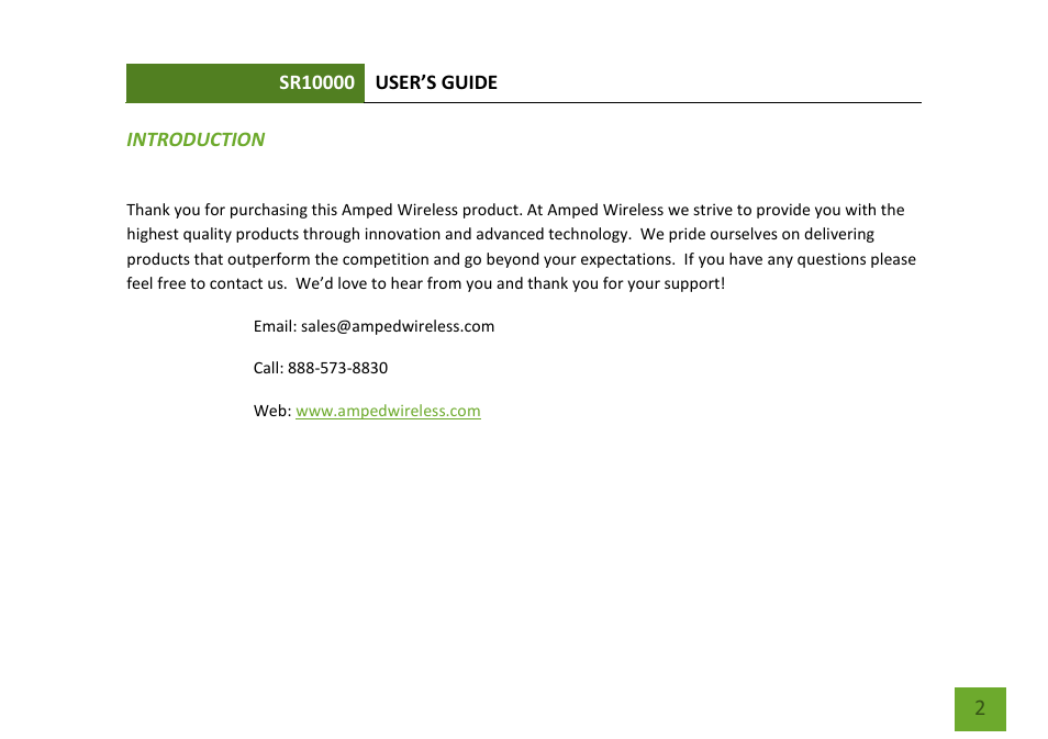Introduction | Amped Wireless SR10000 - High Power Wireless-N 600mW Range Extender User Manual | Page 3 / 59