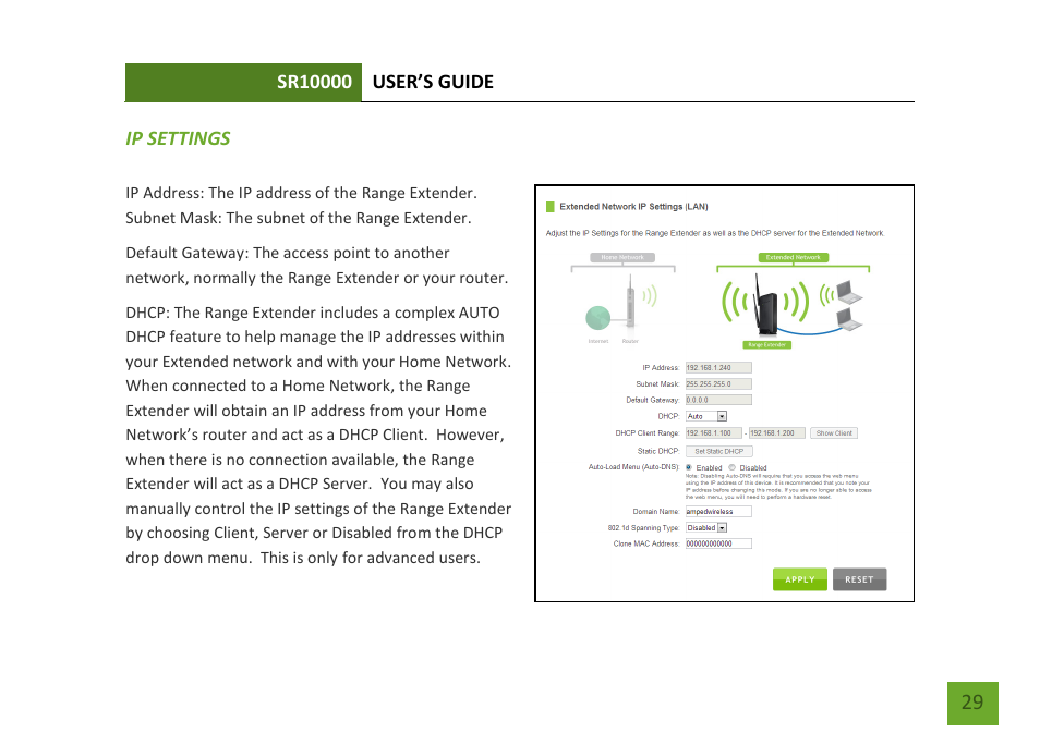 Ip settings | Amped Wireless SR10000 - High Power Wireless-N 600mW Range Extender User Manual | Page 30 / 59