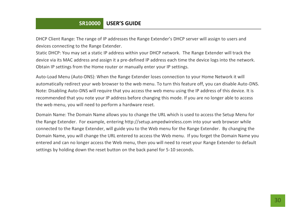 Amped Wireless SR10000 - High Power Wireless-N 600mW Range Extender User Manual | Page 31 / 59