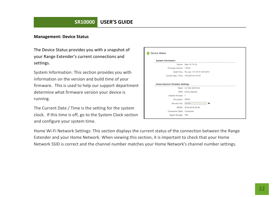 Device status | Amped Wireless SR10000 - High Power Wireless-N 600mW Range Extender User Manual | Page 33 / 59