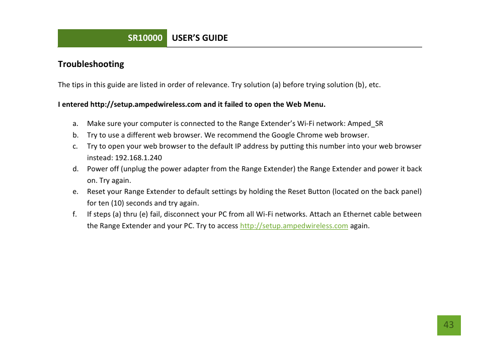 Amped Wireless SR10000 - High Power Wireless-N 600mW Range Extender User Manual | Page 44 / 59