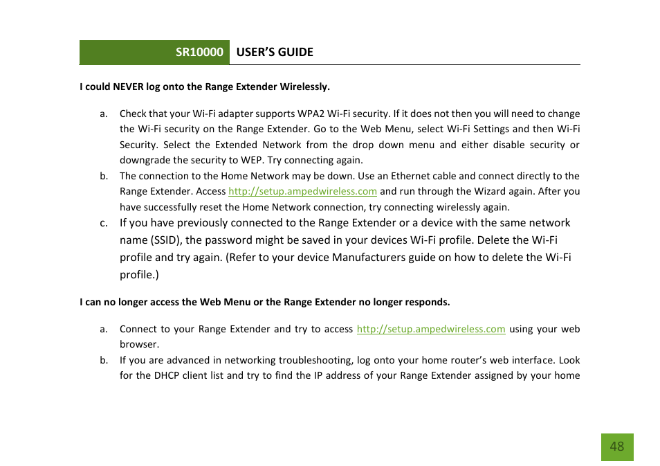 Amped Wireless SR10000 - High Power Wireless-N 600mW Range Extender User Manual | Page 49 / 59