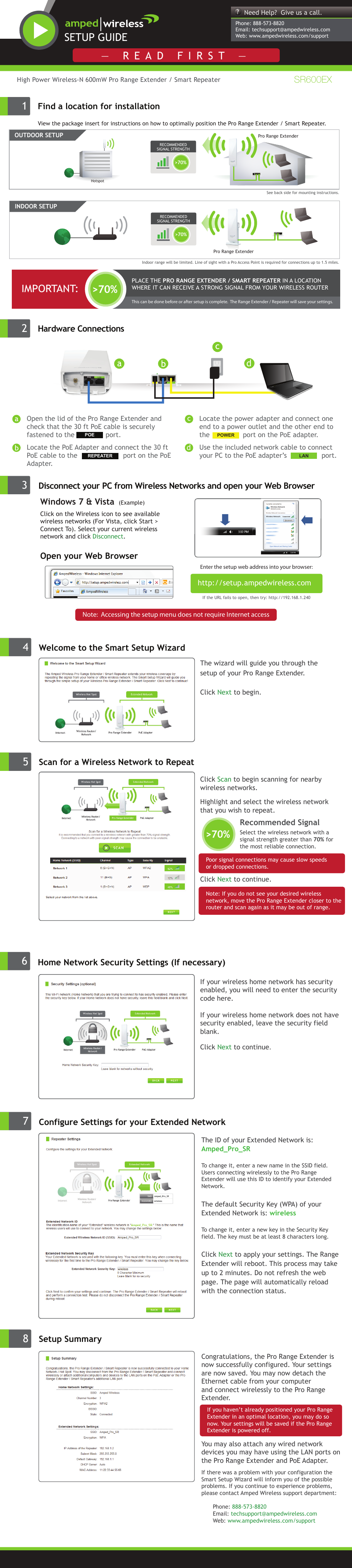 Amped Wireless SR600EX - High Power Wireless-N 600mW Pro Range Extender User Manual | 2 pages