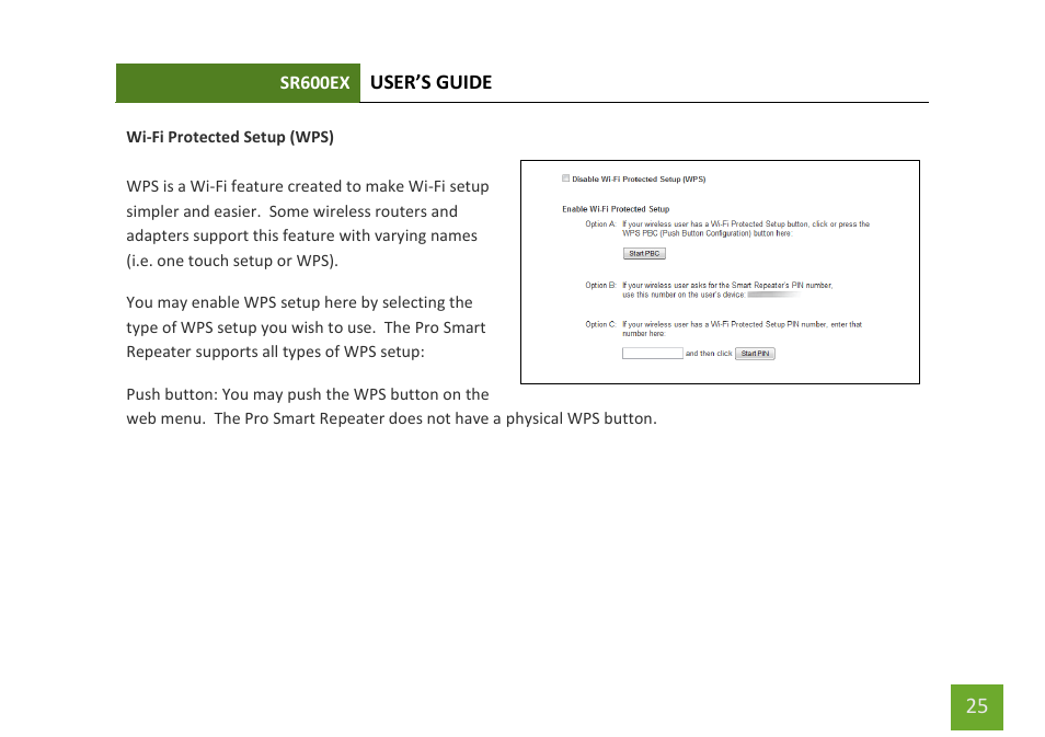 Wi-fi protected setup (wps), Antenna settings | Amped Wireless SR600EX - High Power Wireless-N 600mW Pro Range Extender User Manual | Page 26 / 59