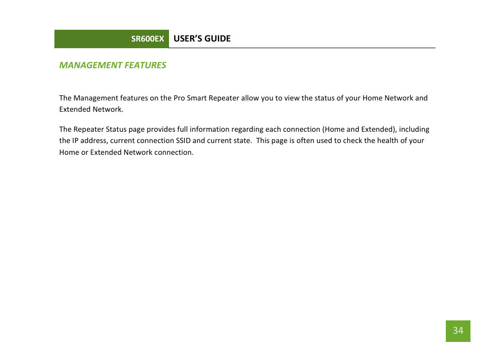 Management features | Amped Wireless SR600EX - High Power Wireless-N 600mW Pro Range Extender User Manual | Page 35 / 59