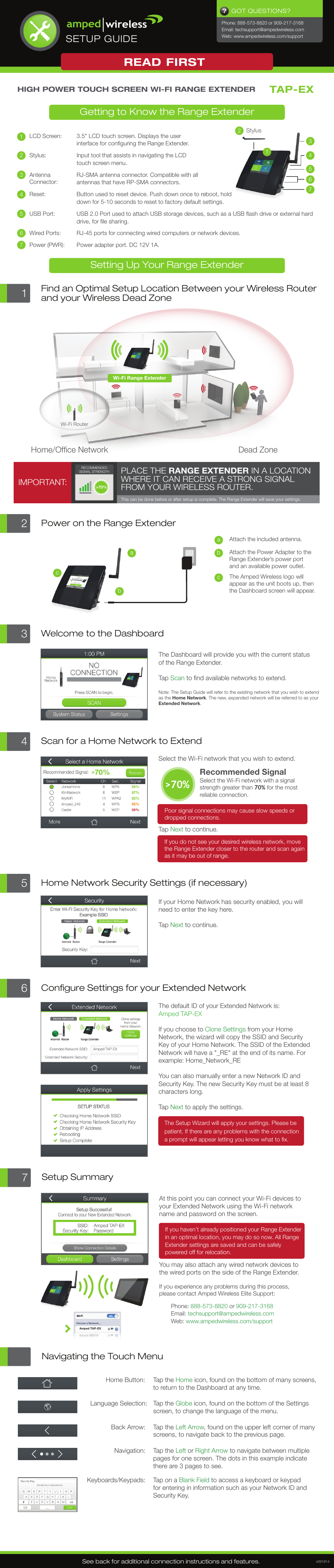 Amped Wireless TAP-EX - High Power Touch Screen Wi-Fi Range Extender User Manual | 2 pages