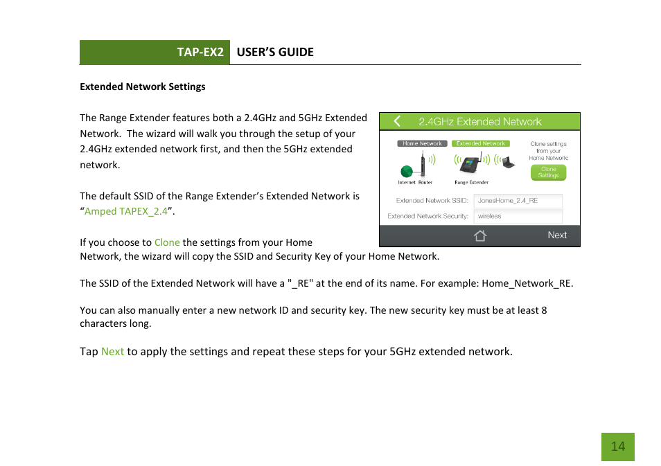 Extended network settings | Amped Wireless TAP-EX2 - High Power Touch Screen AC750 Wi-Fi Range Extender User Manual | Page 15 / 134
