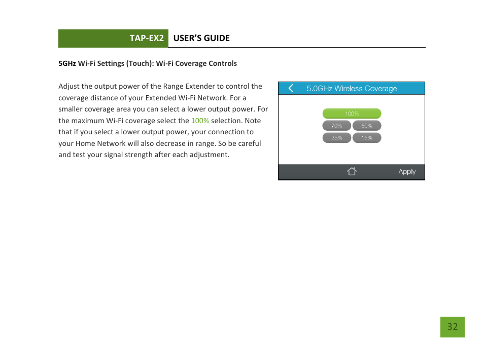 Wi-fi coverage controls | Amped Wireless TAP-EX2 - High Power Touch Screen AC750 Wi-Fi Range Extender User Manual | Page 33 / 134