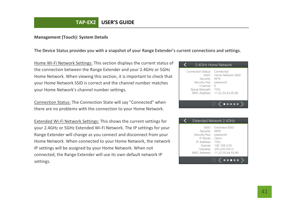 System details | Amped Wireless TAP-EX2 - High Power Touch Screen AC750 Wi-Fi Range Extender User Manual | Page 42 / 134