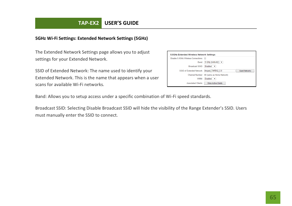 Extended network settings | Amped Wireless TAP-EX2 - High Power Touch Screen AC750 Wi-Fi Range Extender User Manual | Page 66 / 134