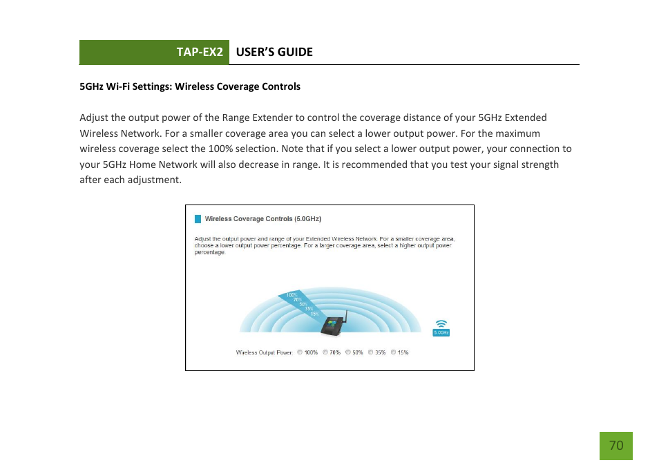 Wireless coverage controls | Amped Wireless TAP-EX2 - High Power Touch Screen AC750 Wi-Fi Range Extender User Manual | Page 71 / 134