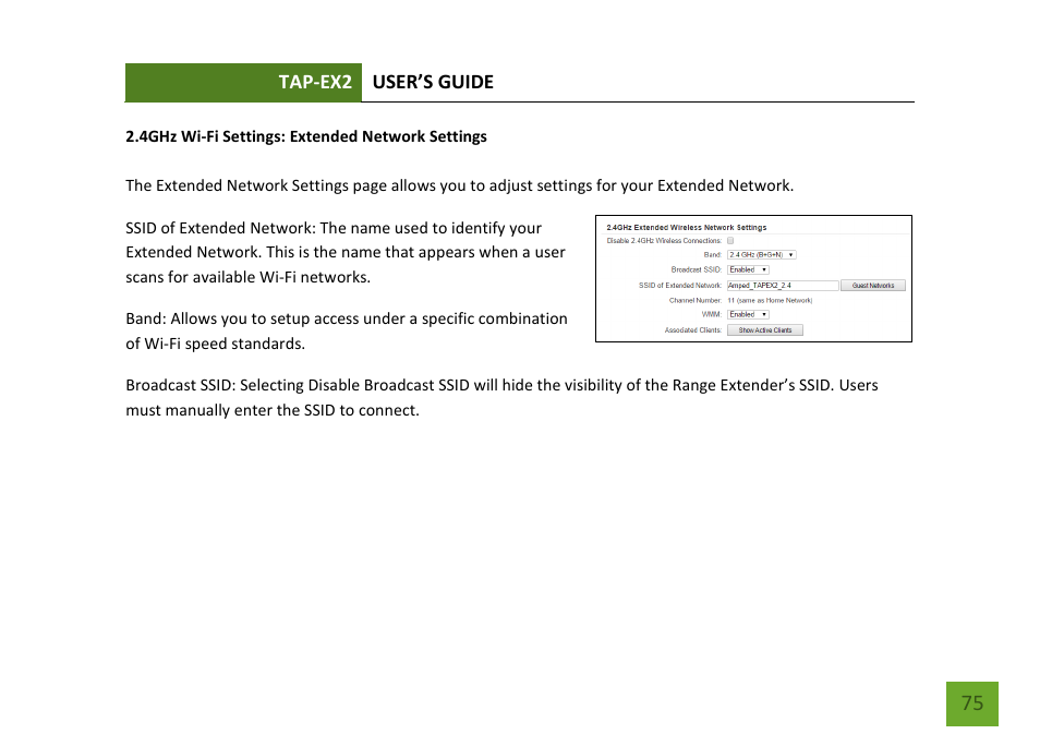 Extended network settings | Amped Wireless TAP-EX2 - High Power Touch Screen AC750 Wi-Fi Range Extender User Manual | Page 76 / 134