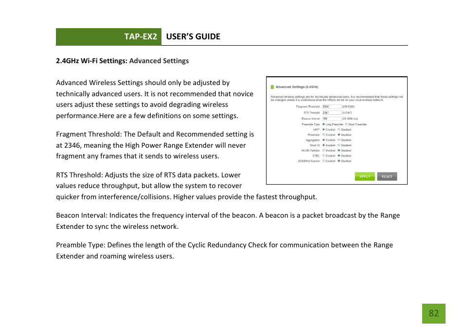 Advanced settings | Amped Wireless TAP-EX2 - High Power Touch Screen AC750 Wi-Fi Range Extender User Manual | Page 83 / 134