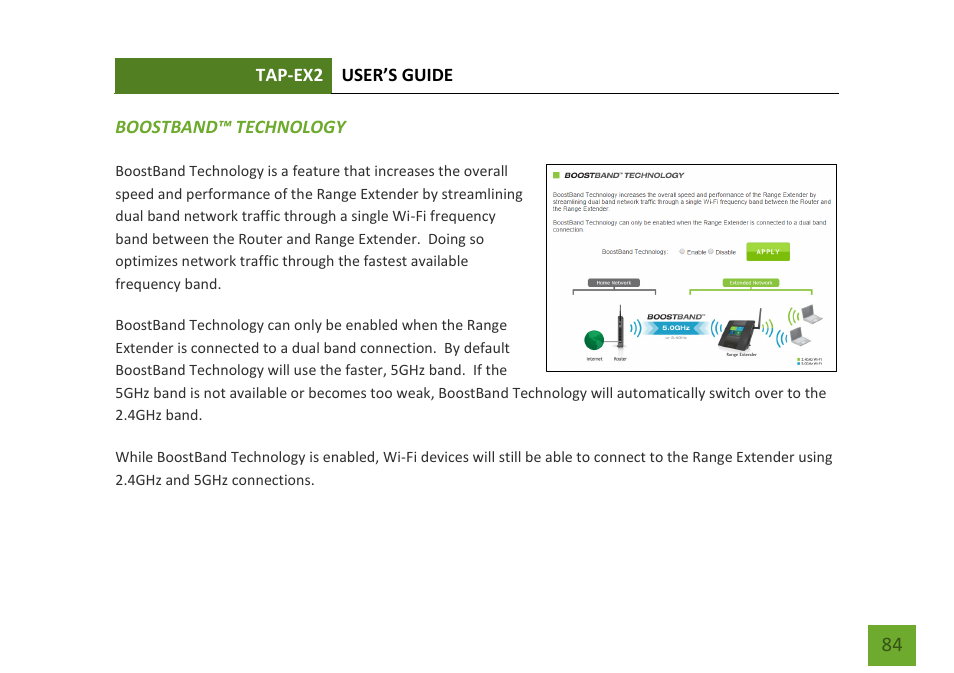 Boostband™ technology (web menu) | Amped Wireless TAP-EX2 - High Power Touch Screen AC750 Wi-Fi Range Extender User Manual | Page 85 / 134