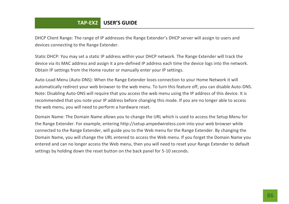 Amped Wireless TAP-EX2 - High Power Touch Screen AC750 Wi-Fi Range Extender User Manual | Page 87 / 134