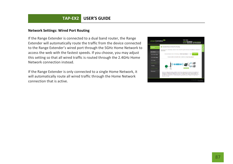 Wired port routing | Amped Wireless TAP-EX2 - High Power Touch Screen AC750 Wi-Fi Range Extender User Manual | Page 88 / 134