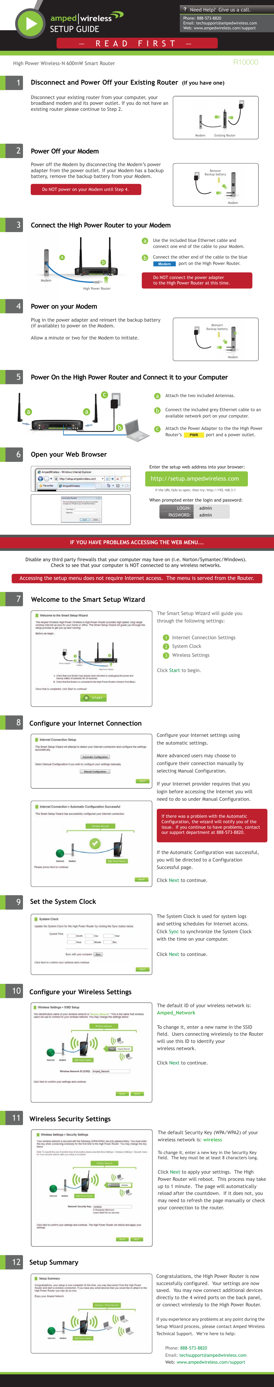 Amped Wireless R10000 - High Power Wireless-N 600mW Smart Router User Manual | 2 pages