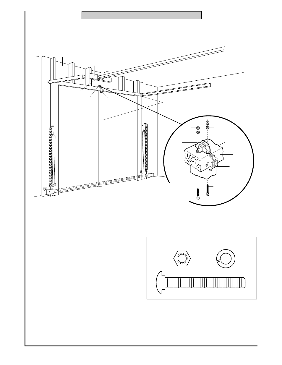 All one-piece door installation procedure, Hardware shown actual size | Chamberlain 1280 - 1/2 HP User Manual | Page 21 / 36