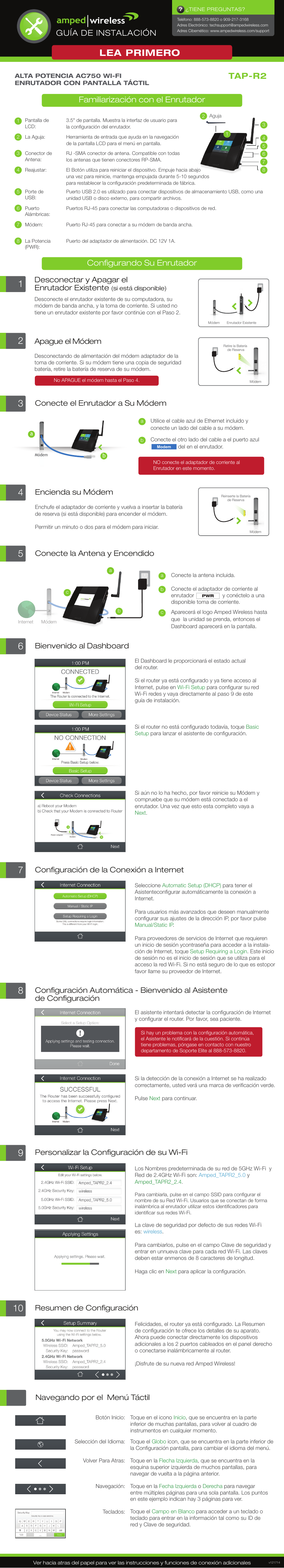 Amped Wireless TAP-R2 - High Power Touch Screen AC750 Wi-Fi Router User Manual | 2 pages