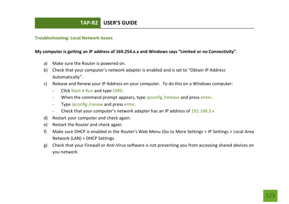 Amped Wireless TAP-R2 - High Power Touch Screen AC750 Wi-Fi Router User Manual | Page 124 / 149