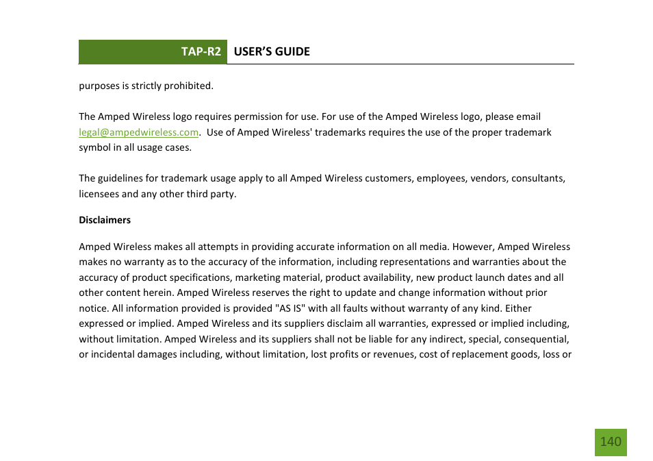 Amped Wireless TAP-R2 - High Power Touch Screen AC750 Wi-Fi Router User Manual | Page 141 / 149