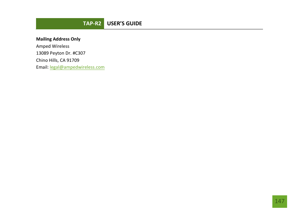 Amped Wireless TAP-R2 - High Power Touch Screen AC750 Wi-Fi Router User Manual | Page 148 / 149