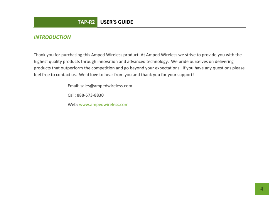 Introduction | Amped Wireless TAP-R2 - High Power Touch Screen AC750 Wi-Fi Router User Manual | Page 5 / 149