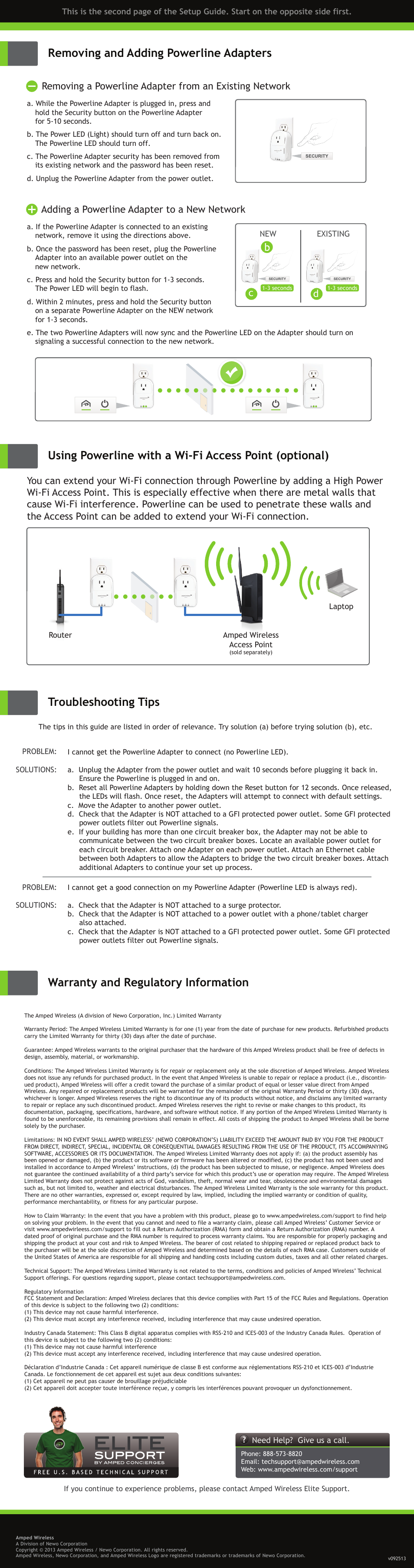 Removing and adding powerline adapters, Adding a powerline adapter to a new network | Amped Wireless PLA2 - Powerline Nano AV500 1-Port Network Adapter Kit User Manual | Page 2 / 2