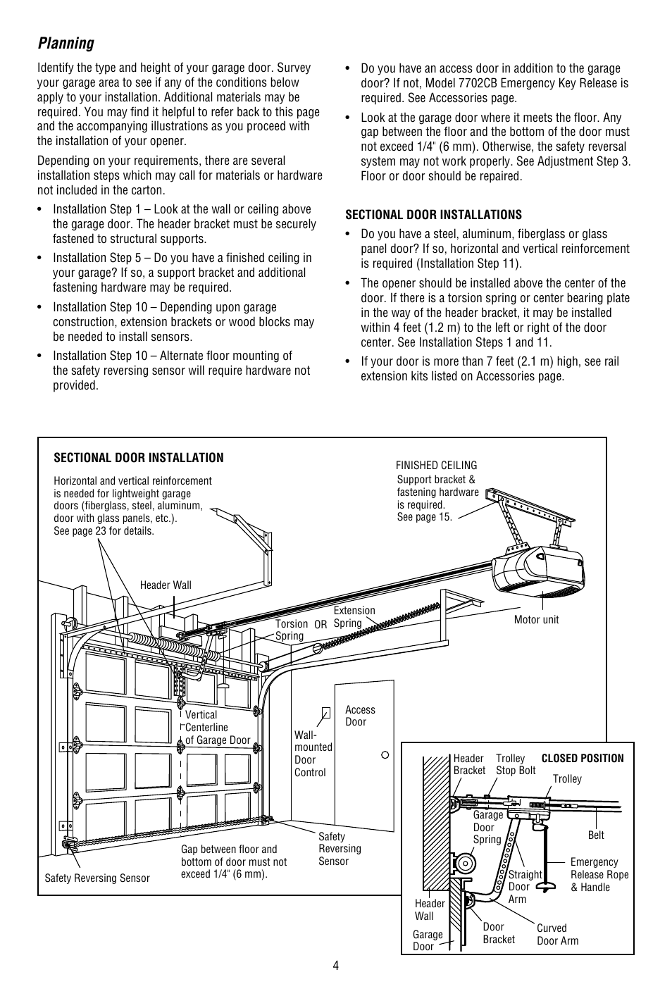 Planning | Chamberlain WHISPER DRIVE WD822KD User Manual | Page 4 / 40