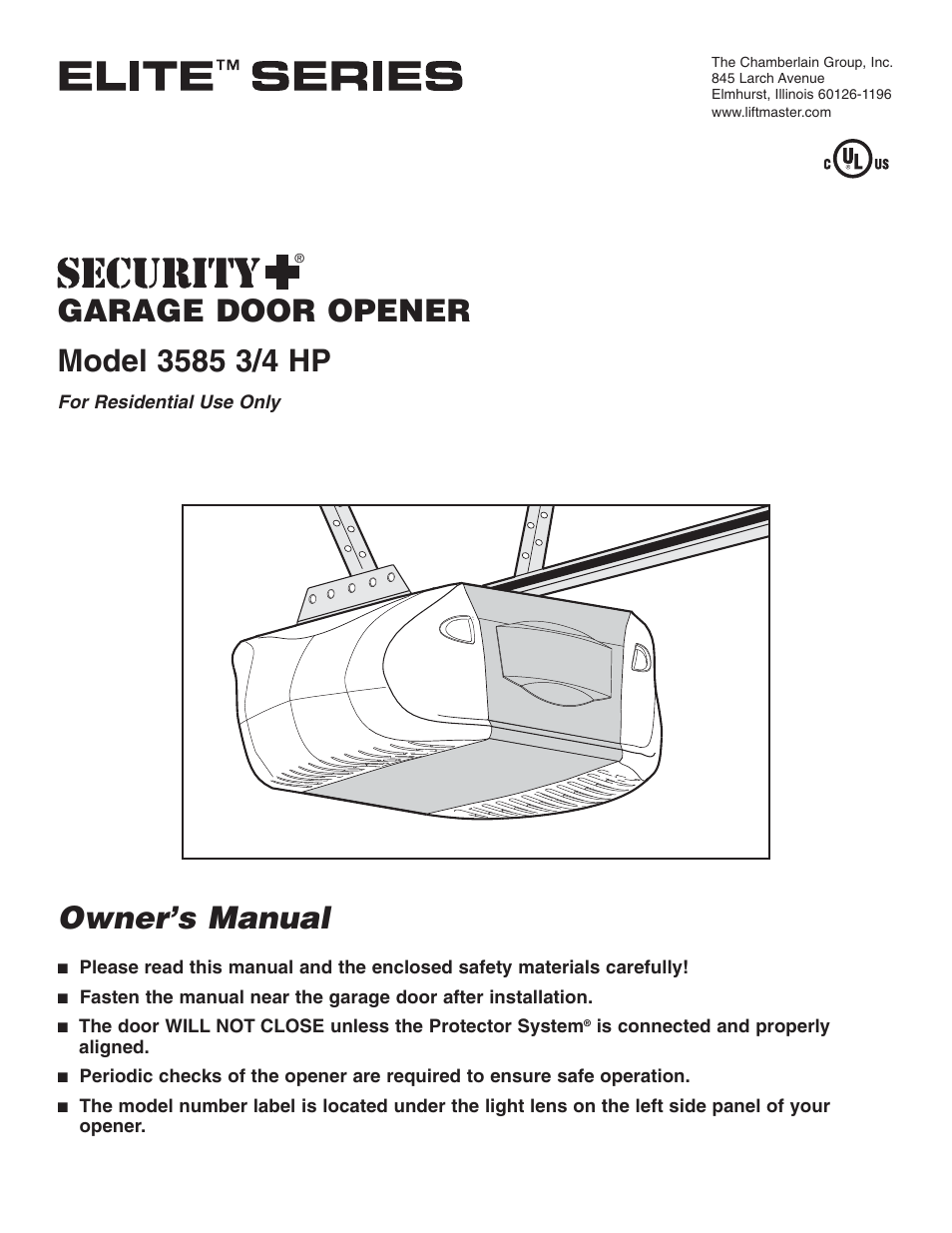 Chamberlain 3585 3/4 User Manual | 40 pages