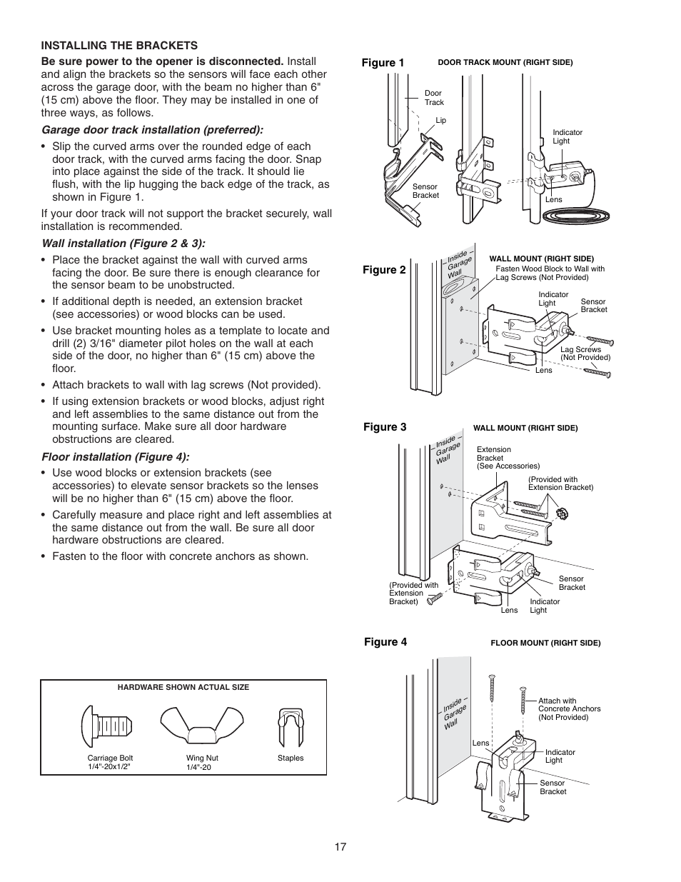 Installing the brackets | Chamberlain 3585 3/4 User Manual | Page 17 / 40