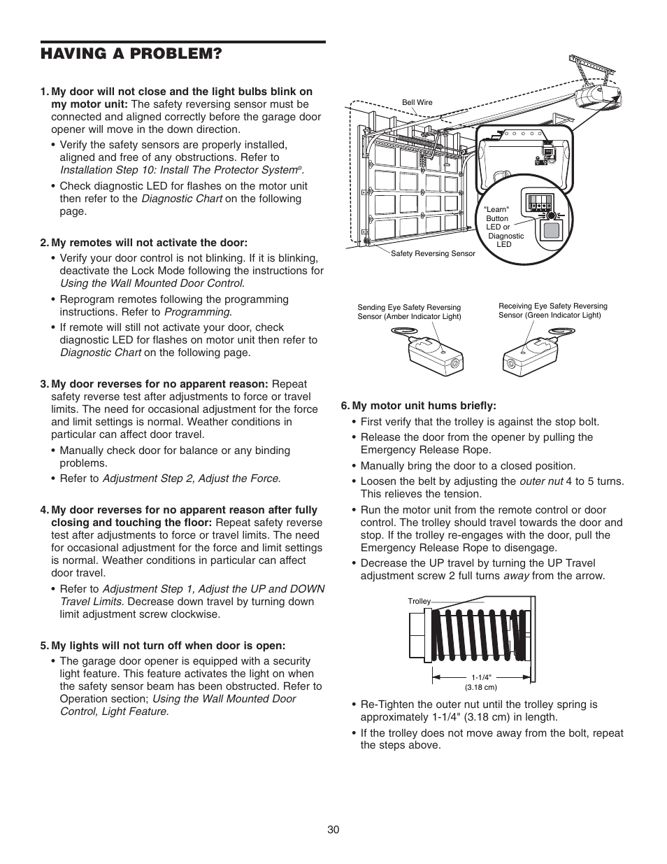 Having a problem | Chamberlain 3585 3/4 User Manual | Page 30 / 40
