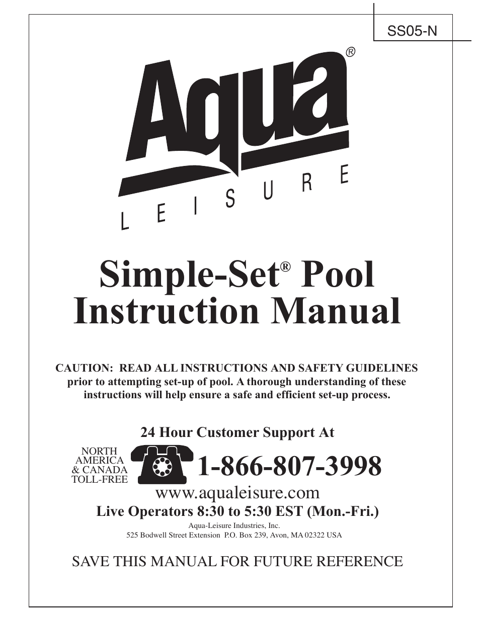 Aqua Leisure Simple-Set Pool User Manual | 42 pages