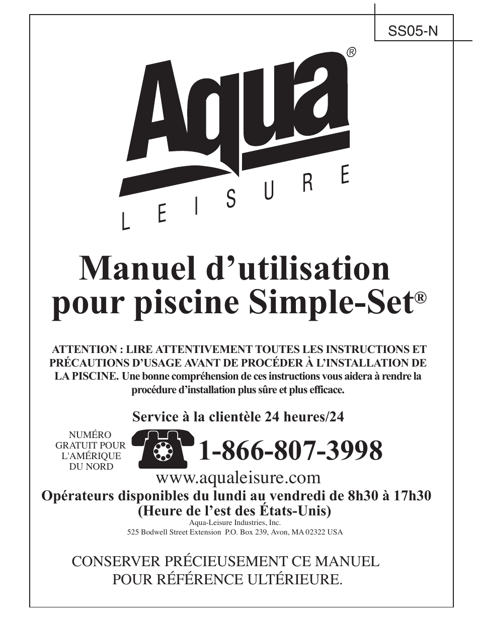 French, Manuel d’utilisation pour piscine simple-set | Aqua Leisure Simple-Set Pool User Manual | Page 15 / 42
