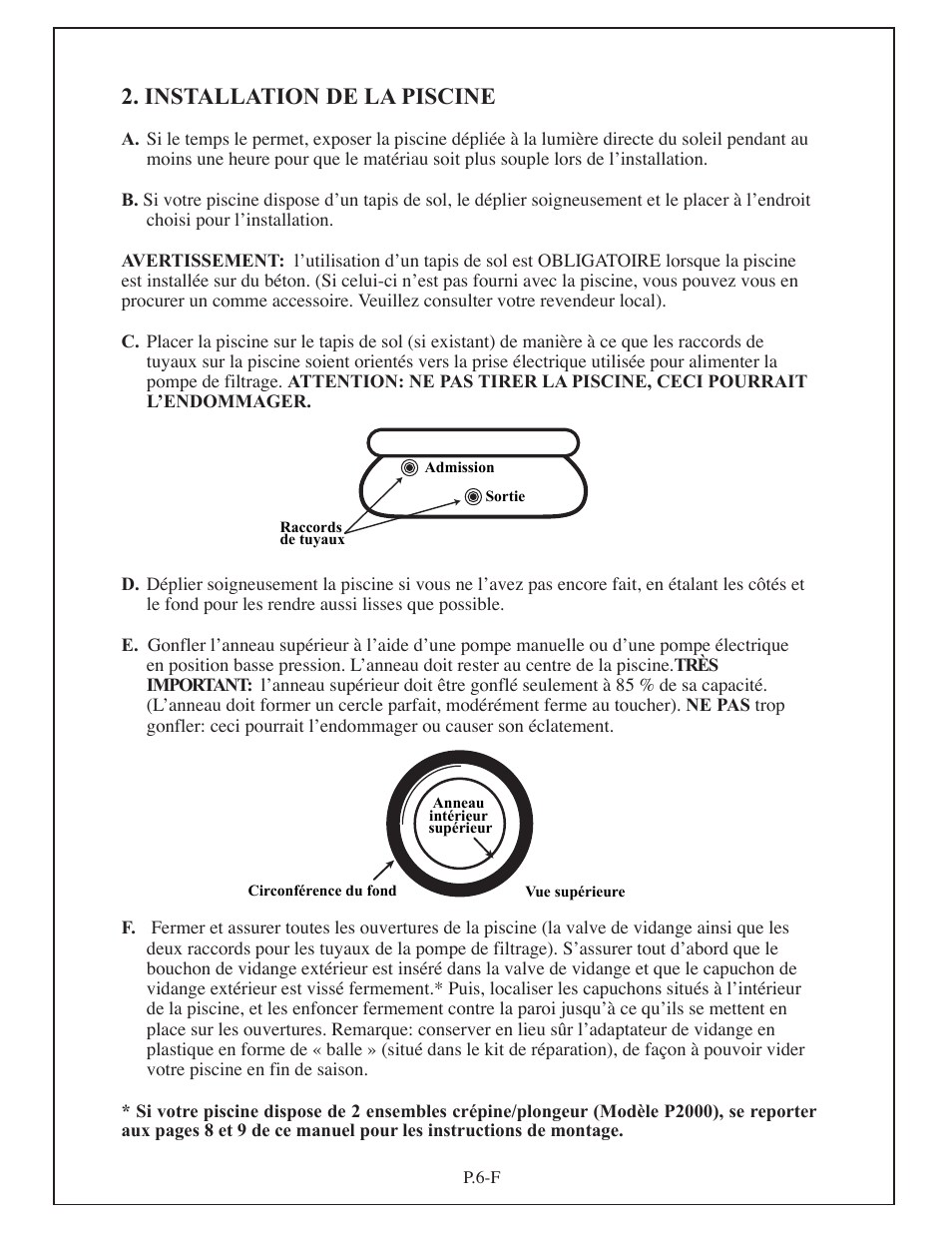 Installation de la piscine | Aqua Leisure Simple-Set Pool User Manual | Page 20 / 42