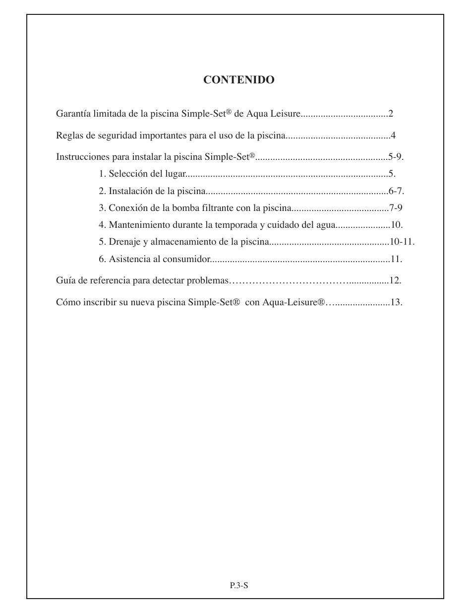 Aqua Leisure Simple-Set Pool User Manual | Page 31 / 42