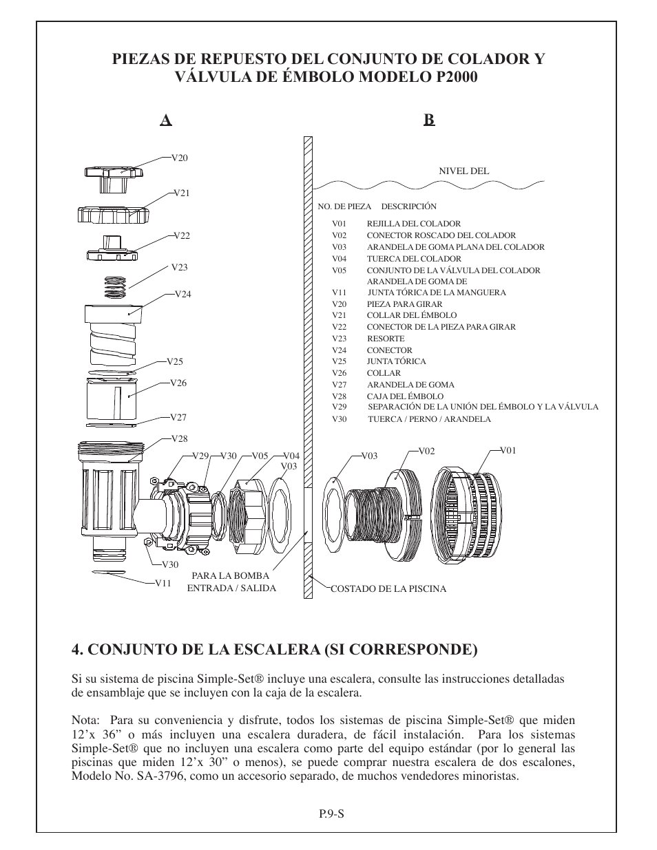 Conjunto de la escalera (si corresponde) | Aqua Leisure Simple-Set Pool User Manual | Page 37 / 42