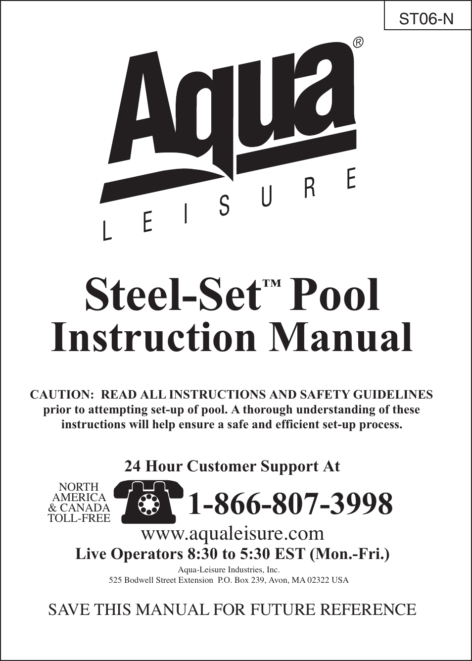 Aqua Leisure Steel-Set Pool User Manual | 11 pages
