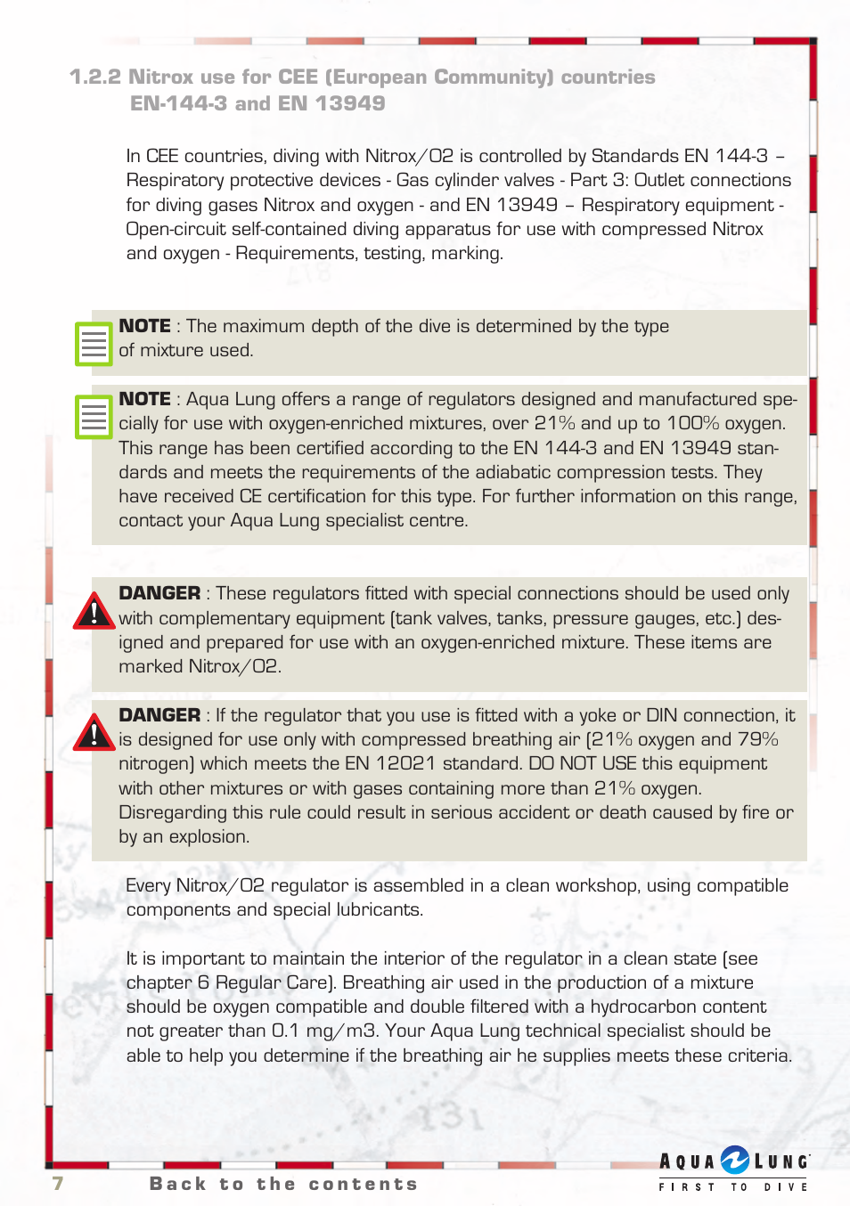 Aqua Lung Regulator User Manual | Page 7 / 26