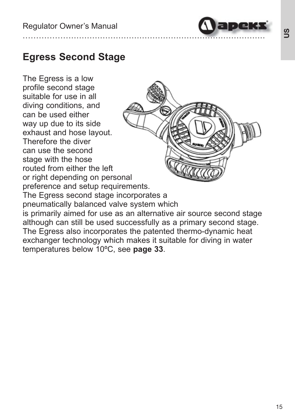 Egress second stage | Aqua Lung Apeks Regulator User Manual | Page 15 / 47