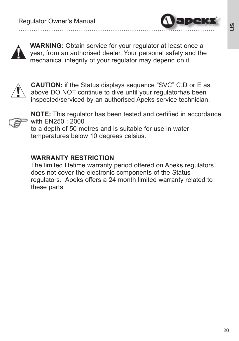 Aqua Lung Apeks Regulator User Manual | Page 20 / 47