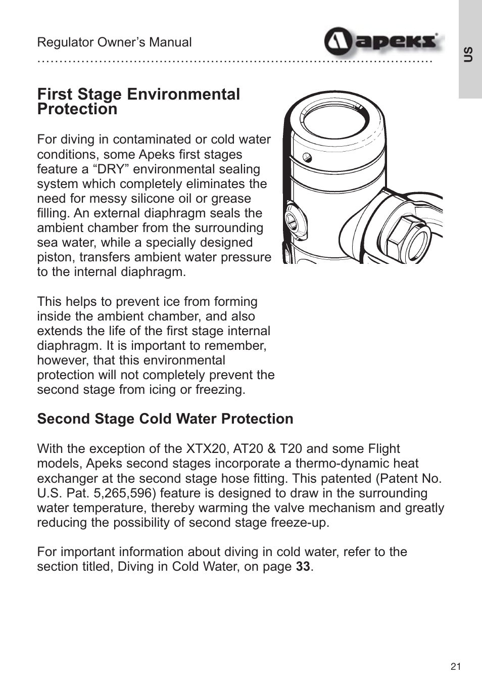 First stage environmental protection | Aqua Lung Apeks Regulator User Manual | Page 21 / 47