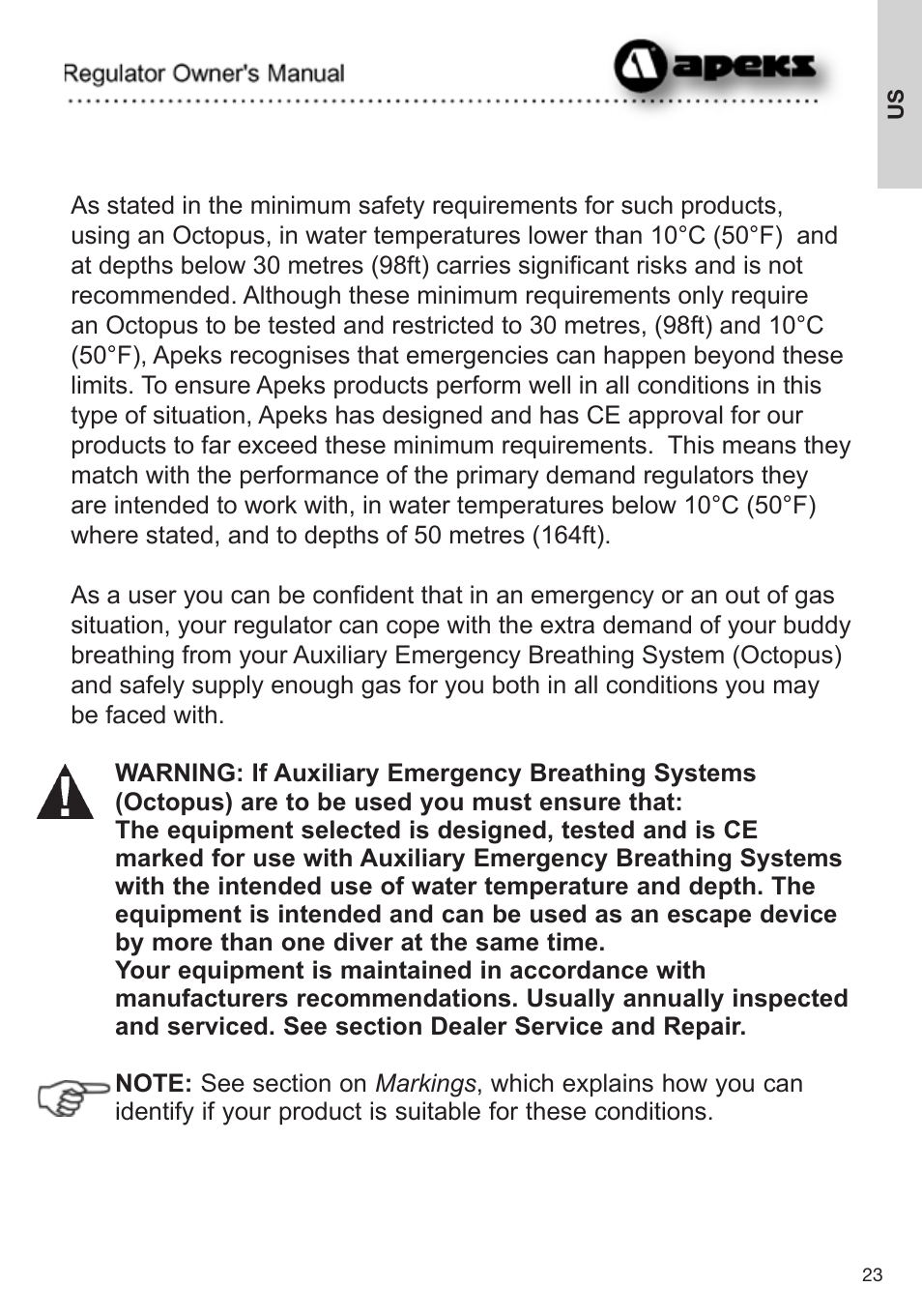 Aqua Lung Apeks Regulator User Manual | Page 23 / 47