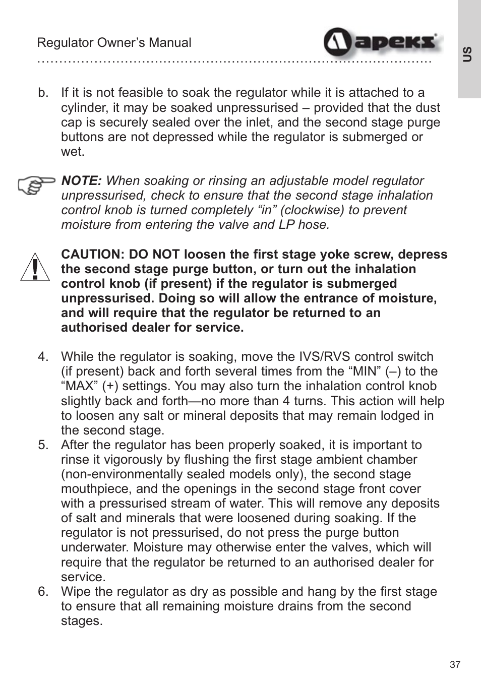 Aqua Lung Apeks Regulator User Manual | Page 37 / 47