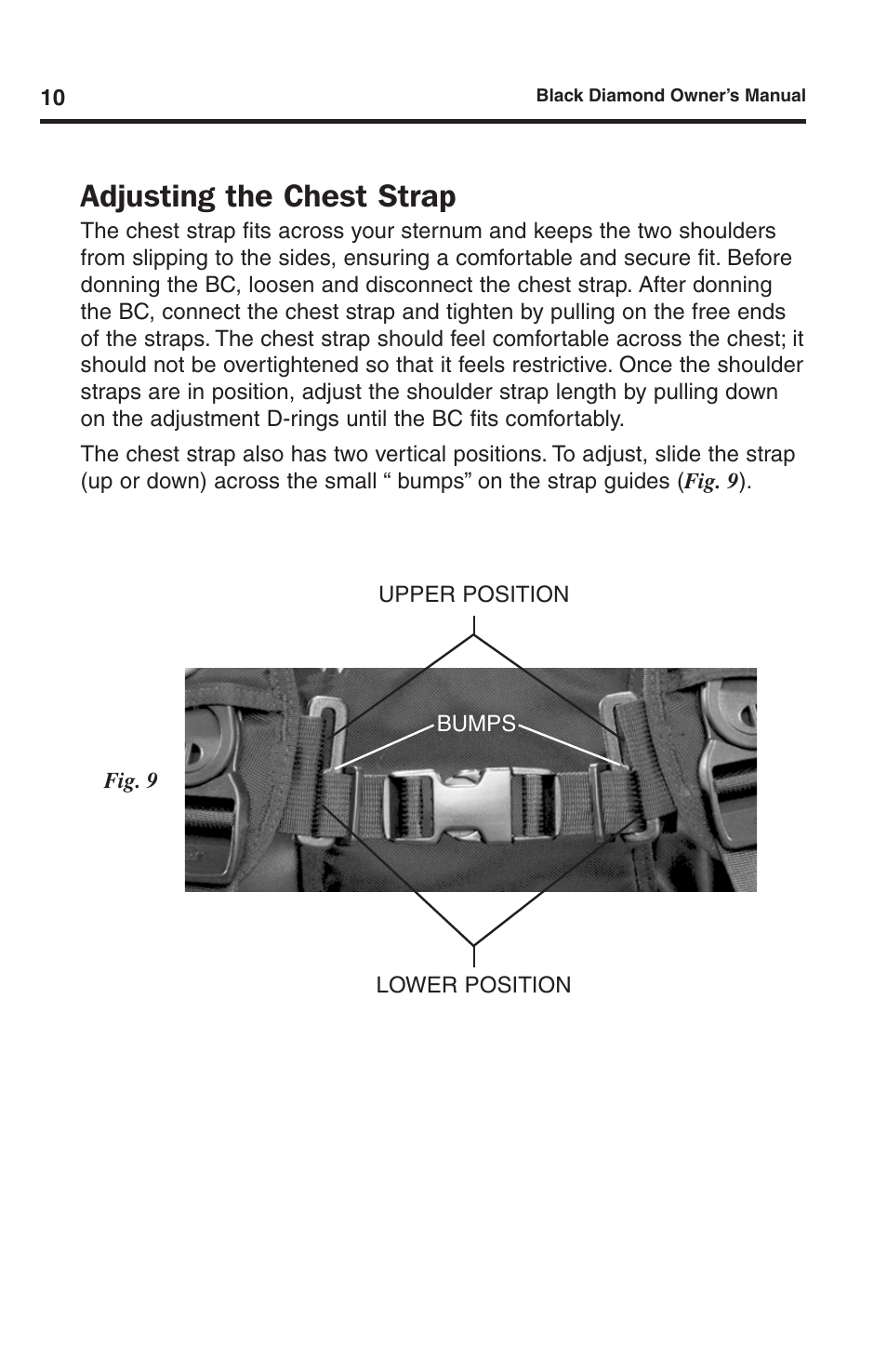 Adjusting the chest strap | Aqua Lung Black Diamond SL BC User Manual | Page 10 / 28