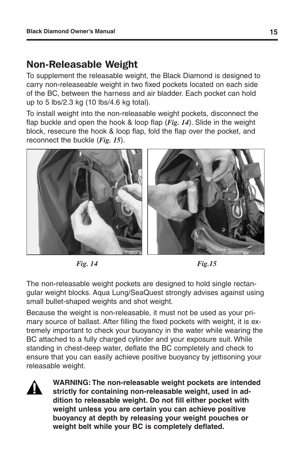 Non-releasable weight | Aqua Lung Black Diamond SL BC User Manual | Page 15 / 28