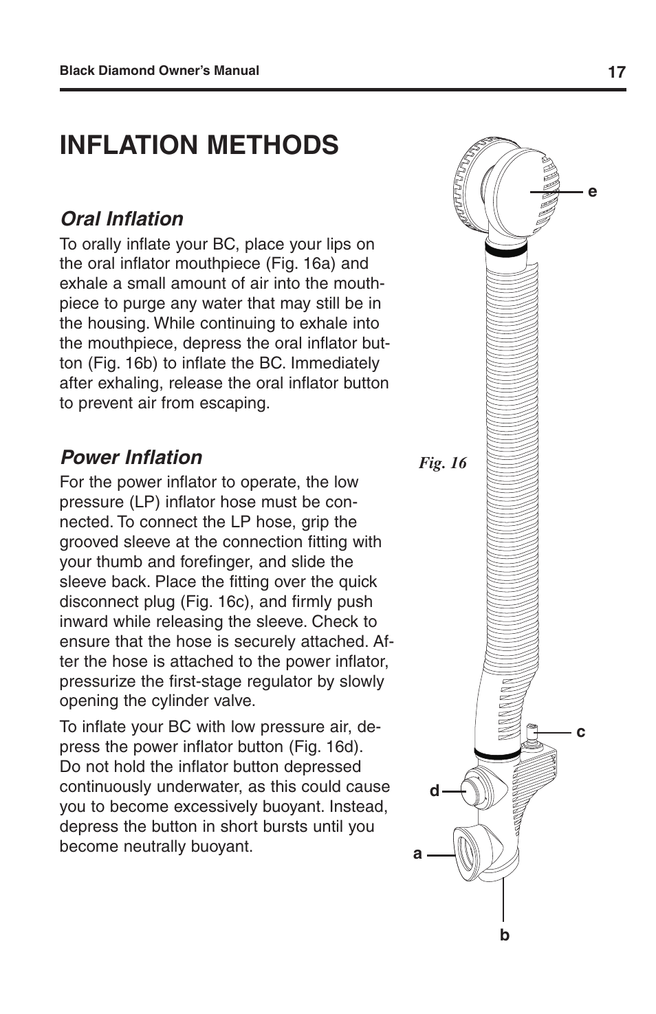 Inflation methods | Aqua Lung Black Diamond SL BC User Manual | Page 17 / 28