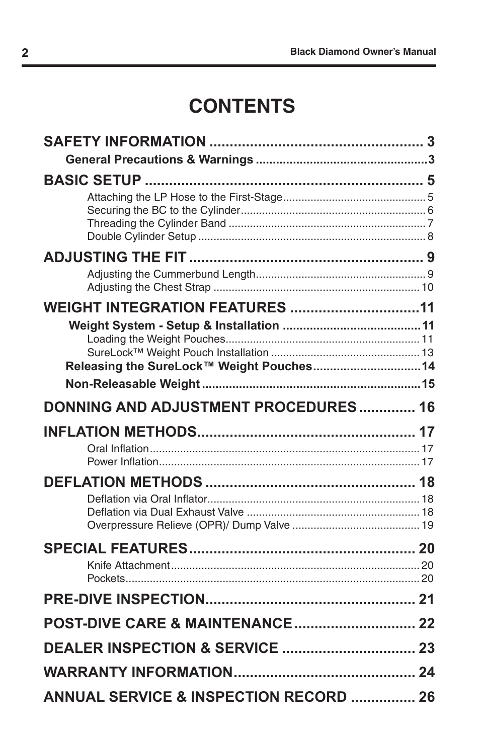 Aqua Lung Black Diamond SL BC User Manual | Page 2 / 28